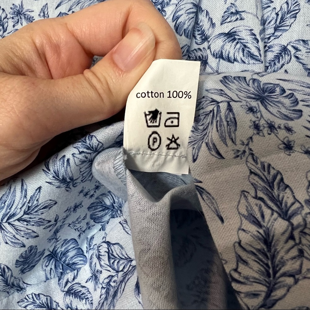 Andion Fiona blue paisley ditsy floral print embroidered collar blouse S - Picture 4 of 10